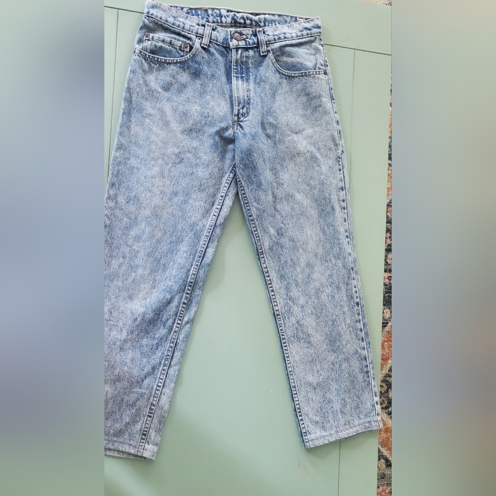 Vintage Levi's Men's Classic Acid Washed Blue Straight Jeans